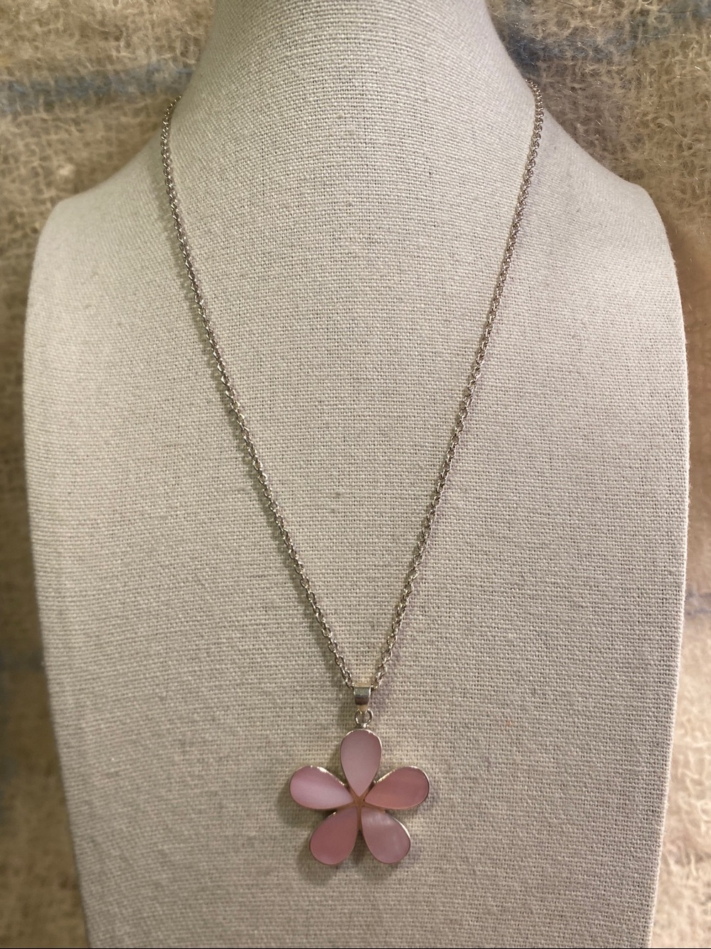 Pandora Pink Mother of Pearl Flower Necklace Sterling Silver 925 ALE